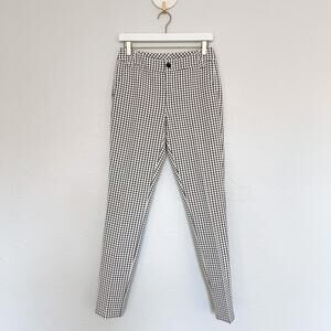 CAbi Windowpane Mod Check Slim Ankle Work Trousers Black White Size 2